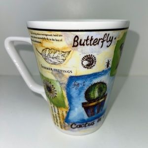 Queens Bone China Butterfly Bumblebee Cactus Coffee/Tea mug Made in England